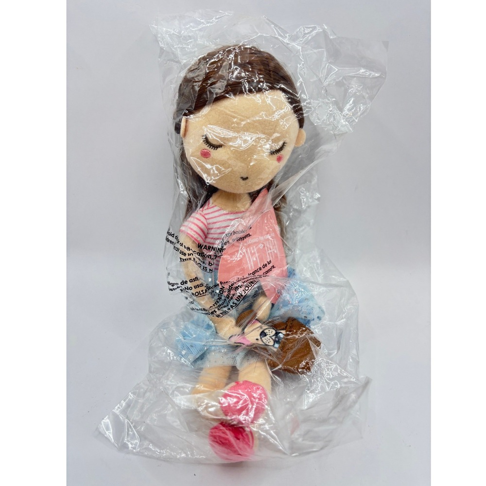 Aurora Little Lilly Plush Rag Doll French Bulldog Basket Purse New In Bag 12 In